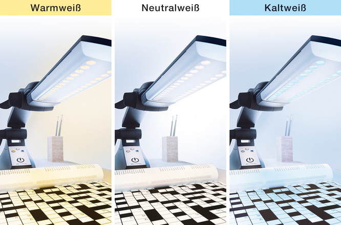 Vergleich der drei Lichtfarben